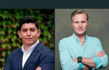 Andrés Morales, director general de OXXO Colombia (izq.), y Andrés Albán, cofundador y CEO de Puntored (der.), lideran la alianza que ya conecta 650 tiendas. FOTO cortesía