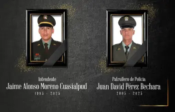 Estos fueron los policías asesinados por sicarios en el municipio de Saravena, Arauca. FOTO: CORTESÍA DE LA POLICÍA.