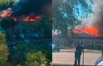 Así fue el incendio en la iglesia atacada, en Michigan, Estados Unidos. FOTOS TOMADAS DE X (@ElMundoInforma1)