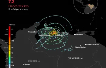 Hay edificios colapsados en el estado de La Guaira, la zona más afectada por los dos terremotos que sacudieron Venezuela el 24 de junio. FOTO Anadolu via AFP
