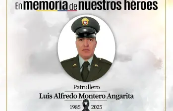 Luis Alfredo Montero Angarita, el patrullero asesinado en la noche del martes 2 de diciembre. FOTO: REDES SOCIALES / X