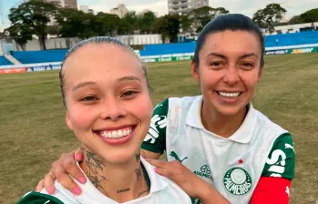 Ana Guzmán y Yoreli Rincón marcan su primer tanto en el Paulista Femenino. Foto: Tomada de redes @Palmeiras_FEM