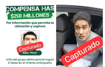 Alias ‘Pirry’ tenía circular roja de Interpol. Es acusado de ser el determinador de la masacre de siete personas en Rionegro, Antioquia. Foto: Cortesía