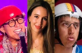  El cantante Beéle; Isabella Espinosa, CEO y fundadora de Baobab; y el ciclista Egan Bernal. 