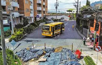 Obras en el sector La Ferrería, de La Estrella. FOTO Manuel Saldarriaga