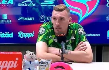 Franco Armani durante la rueda de prensa tras el compromiso frente a Fortaleza. FOTO @NacionalsPasion