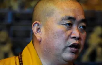 Shi Yongxin, director del templo Shaolin de China. FOTO: AGENCIA AFP.