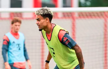 Luis Díaz durante uno de los entrenamientos del Bayern de Múnich. FOTO @FCBayern