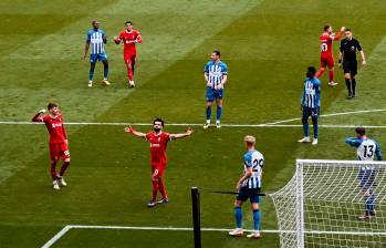 El delantero egipcio Mohamed Salah anotó el tanto del triunfo del Liverpool sobre Brighton con el que se montaron al liderato de la Liga Premier de Inglaterra. FOTO: TOMADA DEL X DE @LFC
