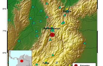 Este fue el epicentro del sismo, según el Servicio Geológico Colombiano. FOTO @SGCOL
