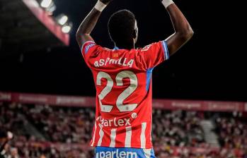 Yáser Asprilla festejando una de sus anotaciones. FOTO GIRONA FC