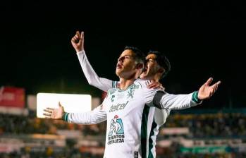 James Rodríguez festejando su anotación frente al América de México. FOTO LEÓN FC