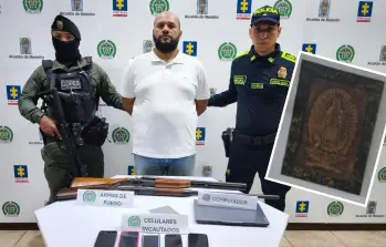 Jorge Iván Gómez Restrepo (“el Toco”) fue enviado a la cárcel luego de la audiencia de control de garantías; en el recuadro, la obra que llevó a su ubicación. FOTOS: CORTESÍA. 