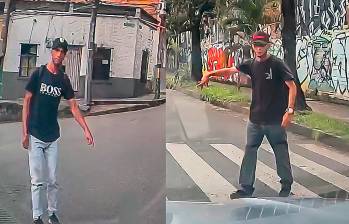 Ciudadanos que transitaban por el barrio Caicedo, de Medellín, denunciaron la modalidad en la que personas hacen falsas alertas de llantas chuzadas. FOTO CAPTURA DE VIDEO