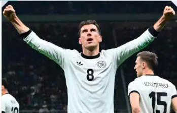 El delantero Leon Goretzka marcó, a los 76 minutos, el tanto de la victoria para Alemania en el duelo ante Italia. FOTO TOMADA @UEFAEURO