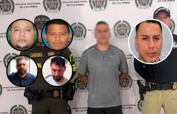 Alias Kokin (principal), es uno de los presuntos integrantes de la banda Los Saggy. Fue capturado en Sabaneta. También fueron capturados alias Balín (arriba, izq), alias Coya (arriba, der.), alias Risso (abajo izq.) y alias El Francés (abajo der). FOTO CORTESÍA