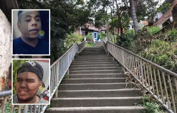 En estas escaleras ocurrió el tiroteo entre los militares y presuntos integrantes del grupo criminal Los Pájaros, hecho que dejó muertos a Wilder Alexánder Pérez Agudelo (arriba), de 36 años, y a Julián Gallego Posada (abajo), de 26. FOTO: LAURA ROSA JIMÉNEZ VALENCIA