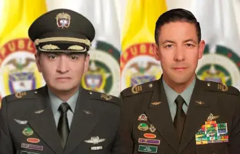 Los coroneles Richard Fajardo (izq:) y Luis Fernando Serna (der.) serán los nuevos comandantes de la Policía Metropolitana del Valle de Aburrá y de la Policía Antioquia, respectivamente. FOTOS: CORTESÍA POLICÍA NACIONAL