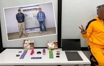 Las autoridades migratorias en el aeropuerto José María Córdova, de Rionegro, devolvieron a estos dos extranjeros en la última semana. El de la imagen principal dijo cínicamente que venía a Colombia solo a explotar sexualmente a mujeres. FOTOS: CORTESÍA MIGRACIÓN COLOMBIA