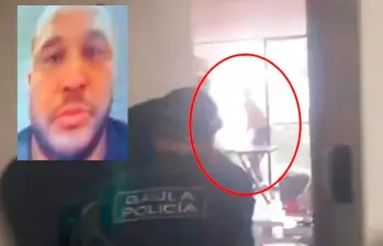 En las imágenes de la Policía Nacional quedaron registrados los momentos en los cuales Ender Alexis Rojas Montán intenta escapar por el balcón, pero al resbalarse cae al vacío. FOTO: CORTESÍA POLICÍA NACIONAL
