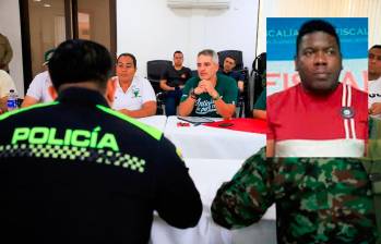 El gobernador de Antioquia, Andrés Julián Rendón, aseguró que la banda Los de Abajo, cuyo cabecilla es alias El Negro Cristian (detalle), está prácticamente desmantelada. FOTOS: CORTESÍA GOBERNACIÓN DE ANTIOQUIA