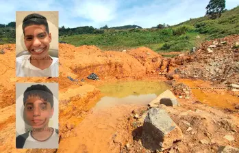 En este lago improvisado las autoridades encontraron los cuerpos sin vida de Yenrri José Araújo Caballero (arriba), de 15 años, y Juan José Ramírez Penagos (abajo), de 16, luego de que personas del sector los ubicaran. FOTO: ANDRÉS GARCÍA HERNÁNDEZ Y CORTESÍA