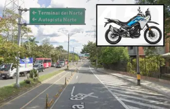 En este punto de la carrera 65 con la calle 80, en el barrio Caribe, de Medellín, ocurrió el choque de dos motos, ambas CF Moto CF400-8H (detalle). Este choque dejó como víctima a la panameña Vanessa Alexandra González Gómez, de 18 años. FOTOS: GOOGLE MAPS Y TOMADA DE LA WEB