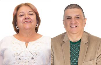 La concejal Luz Marina López Peña (izq.) fue víctima de ataques verbales por parte de su colega, Juan Carlos Vélez Mesa (der.) durante la sesión del pasado miércoles en el Concejo de Envigado. FOTOS: CORTESÍA CONCEJO DE ENVIGADO