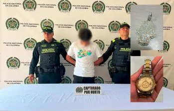 Estos fueron (detalle) los elementos hurtados al extranjero y recuperados cuando se produjo la captura de un hombre de 24 años. FOTOS: CORTESÍA