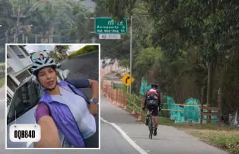 La mujer (detalle) denunció la agresión sexual mientras se movilizaba en su bicicleta en la vía al aeropuerto José María Córdova, de Rionegro, un corredor usado los domingos por centenares de ciclistas. FOTOS: EDWIN BUSTAMANTE Y CORTESÍA