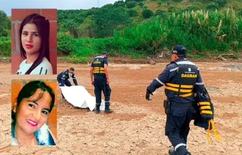 La imagen corresponde al hallazgo del cuerpo sin vida de Yurany Romero Ramírez (detalle, arriba), de 22 años, registrada en aguas del río Cauca, en el municipio de Betulia. En Concordia también asesinaron a Aydé Ortiz Morales (detalle, abajo), de 51 años. FOTOS: Cortesía