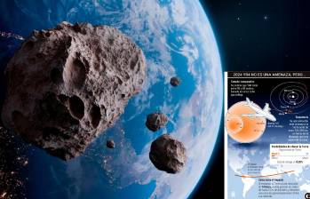 Imagen de referencia del asteroide 2024 YR4, que en la actualidad es monitoreado por astrónomos y agencias espaciales para evaluar su trayectoria y riesgo de impacto en la Tierra. FOTO sstock y El Colombiano