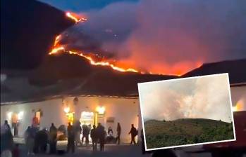 Las llamas están consumiendo el Cerro San Marcos, el más emblemático de Villa de Leyva, Boyacá. Incluso los hoteles tuvieron que ser evacuados. FOTOS: CORTESÍA Y ALEJANDRA ZAPATA QUINCHÍA