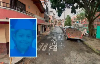 El menor Jhonatan Zapata Rodríguez, de 5 años, murió arrollado por un campero en esta calle del barrio Colinas del Sur, de Medellín. FOTO: GOOGLE MAPS Y CORTESÍA