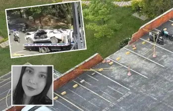 Verónica David Tuberquia (detalle, abajo), de 29 años, murió luego de que su carro golpeara contra el muro del parqueadero de su unidad en la Loma de los Bernal y cayera al vacío. FOTOS: CORTESÍA 