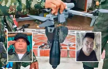 Alexánder Díaz Mendoza (izquierda), alias Calarcá, y Luis Antonio Montoya Muriel (der.), alias Fiera o Jhon, serían dos de los responsables del ataque con dron que provocó la muerte de tres personas en la ruralidad de Segovia, Antioquia. FOTOS: CORTESÍA