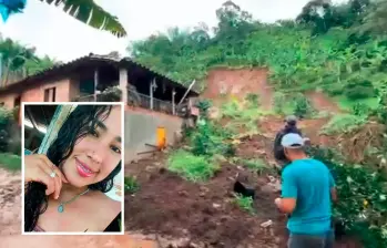 Dos veredas y los principales corredores de acceso de Pueblorrico, Suroeste antioqueño, se encuentran afectados por las fuertes precipitaciones de las últimas horas. Estos hechos dejaron dos muertos, entre ellos María Victoria Mesa Agudelo (detalle) y su pareja sentimental. FOTO: CORTESÍA