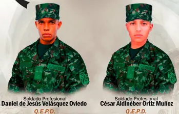 Ellos fueron los dos militares que murieron en los combates contra el Clan del Golfo en la ruralidad de San Andrés de Cuerquia. FOTO: CORTESÍA