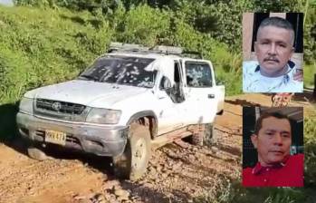 En este carro se movilizaban cuatro personas, quienes transportaban un muerto, y fueron acribilladas por un grupo armado. Entre las víctimas estaban Licimaco Zamudio (arriba) y Luis Eduardo Pérez Triana (abajo). FOTOS: CORTESÍA