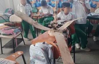 El accidente con este ventilador de aspas ocurrió en un colegio rural del municipio de Puerto Triunfo, Antioquia. Dos menores resultaron lesionados con cortaduras leves. FOTO: CORTESÍA
