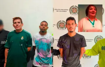 Por el asesinato de la periodista María Victoria Correa Ramírez (detalle), en Envigado, fueron capturados Juan Camilo Carvajal Burbano (izq.), alias Gafas, y Deiby Yulián Posso Pretel (centro), alias Cali, en la capital de Valle del Cauca, mientras que en Prado, Tolima, las autoridades detuvieron a Yuván Daniel Arenas Gómez, alias El Mello. FOTOS: CORTESÍA