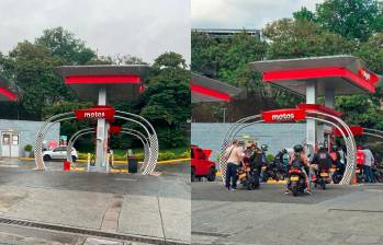 Así lucía la estación de gasolina de Terpel de la Feria de Ganado, en el barrio Girardot, de Medellín, en la mañana del martes ante la escasez de gasolina. En la mañana de este miércoles así se veía, ya con la normalización del suministro. FOTOS: SINDY VALLE Y SANTIAGO OLIVARES TOBÓN