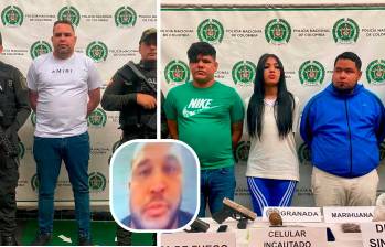 Imagen izquierda: alias Adriancito, capturado en La Ceja, donde se ocultaba hace dos años. Imagen derecha: alias Toro, alias La Gallega y alias El Gordo, detenidos en Sabaneta, donde murió alias Ender (detalle) en el intento de fugarse. FOTOS CORTESÍA POLICÍA NACIONAL