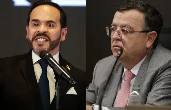El presidente de la JEP, Alejandro Ramelli (derecha) le ha pedido al mandatario electo, Abelardo de la Espriella reuniones en varias ocasiones. Ahora le envió una carta. FOTOS: Colprensa