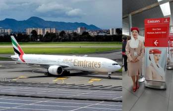 La aerolínea Emirates inició ayer sus operaciones en Colombia con un vuelo inaugural en la ruta Dubái-Miami-Bogotá. FOTOMONTAJE: @TraficoAereoLA