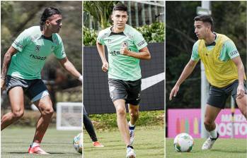 Varios de los jugadores más jóvenes de la plantilla de Atlético Nacional en medio de un entrenamiento en la sede de Guarne, Antioquia. FOTO: ATLÉTICO NACIONAL