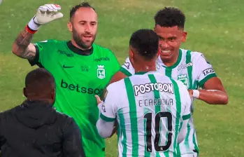 David Ospina, William Tesillo y Edwin Cardona, hombres de experiencia que deberán liderar al verde frente a Internacional. FOTO MANUEL SALDARRIAGA