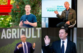 De izq. a der. Mark Zuckerberg, fundador de Meta, Jeff Bezos, fundador de Amazon, Bill Gates, fundador de Microsoft y Elon Musk, fundador de SpaceX. Fotos: Getty.