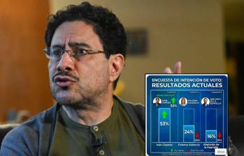 La imagen que pone a Iván Cepeda como ganador en primera vuelta con el 53 % fue manipulada. Fotos: AFP y redes sociales 