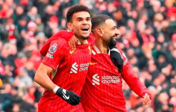 Luis Díaz y Mohamed Salah son dos de los goleadores de Liverpool en la Champions con tres tantos. FOTO: Tomada de X @LFC